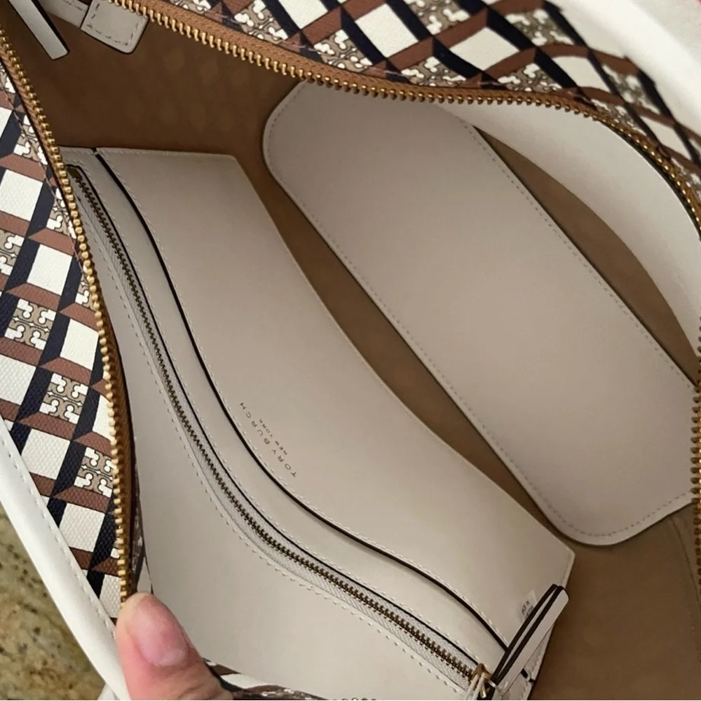 New Tory Burch Women's Geo Logo Mini Top Zip Tote